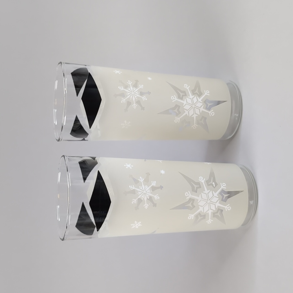 Vintage Anchor Hocking Atomic Snowflakes Frosted Glass Tom Collins Tumbler